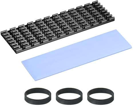 PATIKIL Dissipateur Thermique M.2 2280 Nvme SSD 70x22x3mm, Radiateur Refroidisseur en Aluminium avec Patte Thermique/Ruban/Rondelle en Caoutchouc pour Laptop Électronique CPU LED, Noir