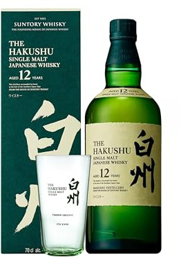 Hakushu 12 Year Old - Japanese Single Malt Whisky - Distillery Bottling & Branded Glass