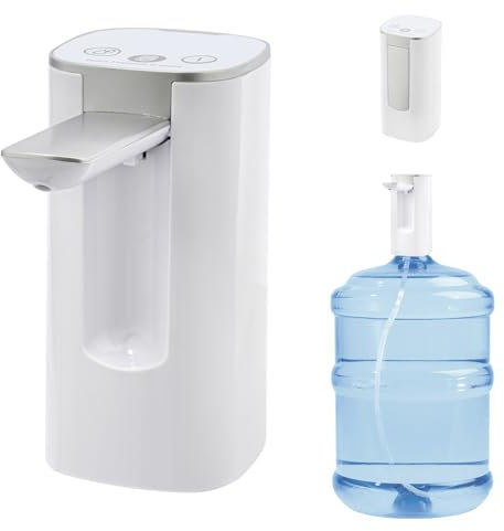 Pompa dell'acqua USB, 4 W, pompa elettrica portatile con tubo, rubinetto automatico per bottiglia d'acqua, moderno display digitale, rubinetto a batteria per casa, ufficio, campeggio, cucina (bianco)