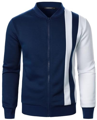 Générique Sweat Zippé Homme sans Capuche Veste mi Saison Tee Shirt Manche Longue Sportswear Regular Fit Sweatshirts Jogging Sweatshirt Color Block Sweats Minimaliste Habit avec Poche Jacket
