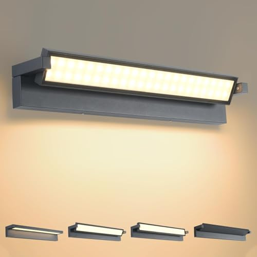 KUKAK 52W Außenlampe Wand,Aussenlampe mit 350° Schwenkbar Panel,Dunkelgrau | Aluminium LED Wandleuchte Aussen Innen,3000K Wandlampe,IP65 Wasserdichte,Außenwandleuchte für Garten Terrasse Balkon