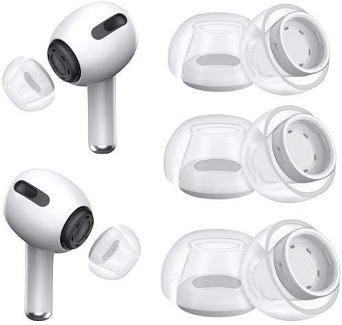 3 Paar Aufsätze kompatibel mit AirPods Pro 2 & 1 (S/M/L, Transparent) | Ohreinsätze Silikontips mit Geräuschreduzierungslöchern, tragbare Aufbewahrungsbox, passend für Ladecase