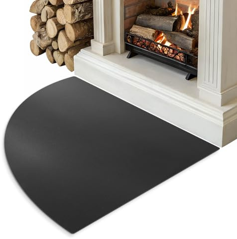 Plaque de Sol de Cheminée en Quart de Cercle ¼ 100x100 cm | Tôle de Protection sous Poêle à Bois et à Granulés | Protection Anti-Étincelles pour Foyers - Acier Noir Mat