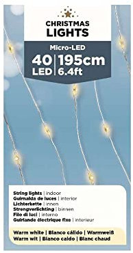 Lichterkette mit 40 LEDs, Silber und Warmweiß