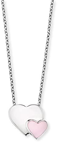 Herzengel Mädchen Kinder Halskette aus Sterling Silber und einem Anhänger mit zwei Herzen aus Emaille - Karabinerverschluss - längenverstellbar - nickelfrei