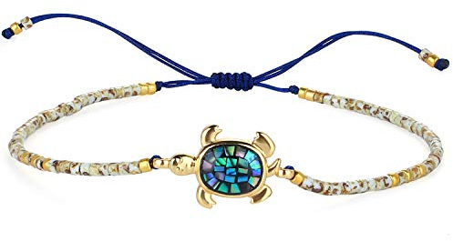 KELITCH Schildkröte Muschel Perlen Armband Damen Wickelarmband | Bunte Abalone Perlen Armbänder Verstellbare wasserfest Anhänger Armband Freundschaft Schmuck für Damen
