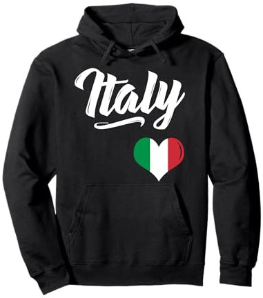 Italia Bandiera Cuore Italia Italiano Patrimonio Familiare Felpa con Cappuccio