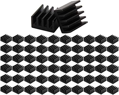 VISSQH 60pezzi Kit di Raffreddamento Dissipatore di Calore in Alluminio Radiatore,per Raffreddamento VRM Stepper Driver MOSFET Regolatori VRam(8,8 mm x 8,8 mm x 5 mm)