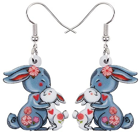 DOWAY Cute Ostereier Kaninchen Ohrringe Acryl Osterhase Dangle Schmuck Geschenke für Damen Mädchen lustig Ostern Deko (Anker)