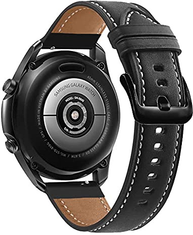 Cadorabo Echtleder Armband 22mm kompatibel mit Samsung Galaxy Gear S3 / Gear 2 in SCHWARZ - Ersatzarmband für Huawei Watch GT für Watch 2 Pro für Ticwatch Pro für Pepple Time für Amazfit Pace UVM.