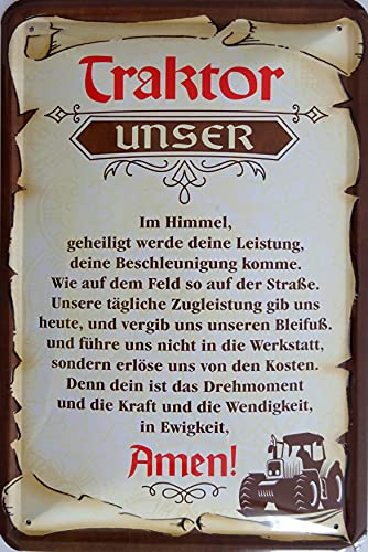 Blechschild Schild 20x30cm - Traktor unser Feld Straßen Landwirtschaft Bauer Trecker vintage retro amen Gebet