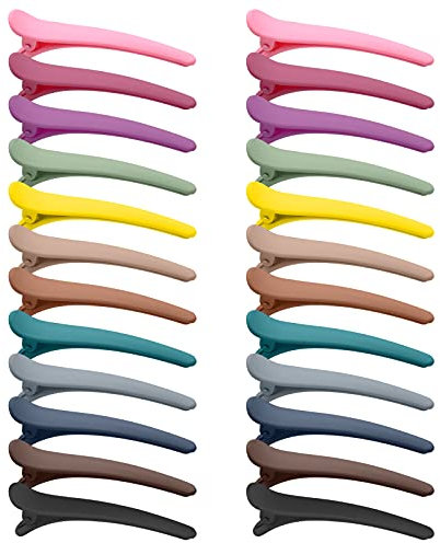 ZOCONE Clip a Becco D'anatra Fermagli per Capelli Trucco, 24 Pezzi Pinze per Capelli Colorato Mollette per Capelli in Plastica Pinze Artiglio Barrette per Capelli Coccodrillo Forcina per Donna Ragazze