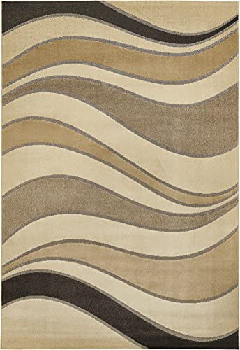 Luxor Living Webteppich Castell Teppich in modernem Design mit Rückseite aus Jute braun Welle, 60 X 110 cm, 725030