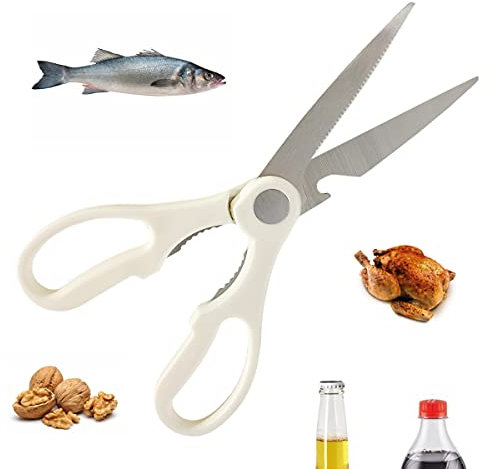 Forbici da Cucina Multiuso Acciaio Inox Multifunzione 21 cm per Pollame, Trinciapollo, Carne, Pesce, Verdure, Apribottiglie