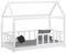 Homestyle4u 2048, Hausbett 80x160 mit Rausfallschutz Montessori Bett Bodenbett Kinderbett Weiß Holz Kiefer Lattenrost