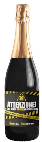 Bottiglia con etichetta personalizzata di Prosecco DOC Extra Dry - Idea regalo per compleanno esclusiva e originale (0,75L, 18 Anni)