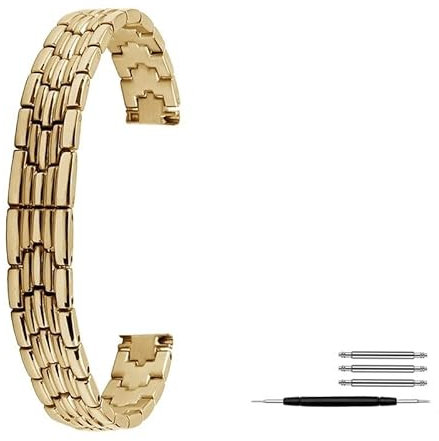 Overhil1s Uhrenarmband, Universal Stahlband 8mm Gold Damenmode Band Armband Uhrenarmband Zubehör