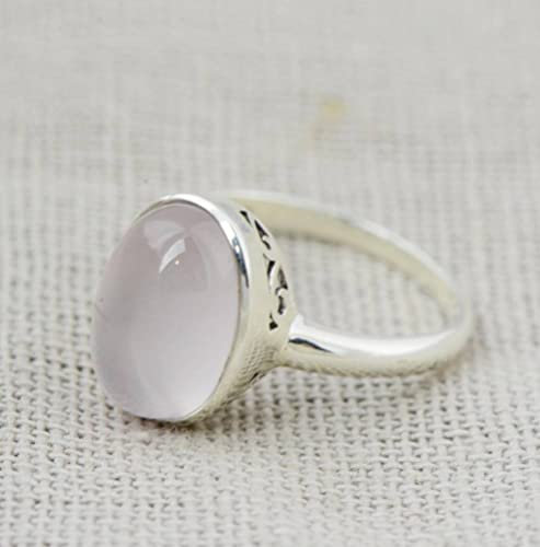S925 Silber Intarsien Rosa Kristall Ring Hibiskus Stein Silber Ring Weibliche Mode Einfache Geschenke für Liebhaber Silber, 11#, OZZKI, Silber, 14#