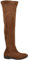 Malu Shoes Stivale donna alto a punta camoscio marrone sopra al ginocchio in camoscio effetto calzino suola gomma bassa (39 EU)