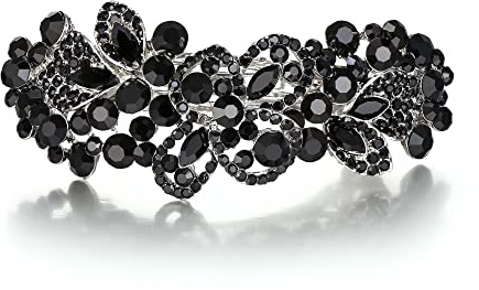 EVER FAITH Haarspange österreichischen Kristall Art Deco Blumen Blatt Clip Grün Silber-Ton für Damen Braut Party Hochzeit