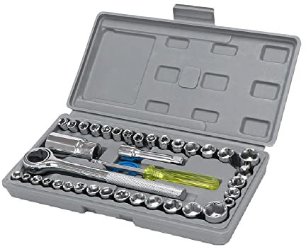 40 Pcs Drive Socket Set, 1/4 inch & 3/8 inch Drive Socket Ratchet Wrench Set with Storage Case, Compact Sockets Set for Household Car Bike Repair