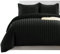Imperial Rooms Double Duvet Set Reversible Stripes Satin Bedding Set with Pillowcases Breathable Microfiber Duvet Cover (Black 200x200 Cm)