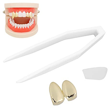 Gold Tooth Silver Teeth Grillsplating Teeth Brace Modische Metallzähne Dekoration Schmuck für Halloween Partygold (Goldfarben)