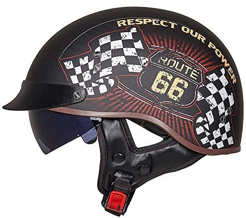 Halbschalenhelm mit ECE, Retro Motorrad Jethelm Chopper Helm mit Sonnenblende Für Erwachsene Männer Und Frauen Cruiser Moped Scooter ATV M~XXL