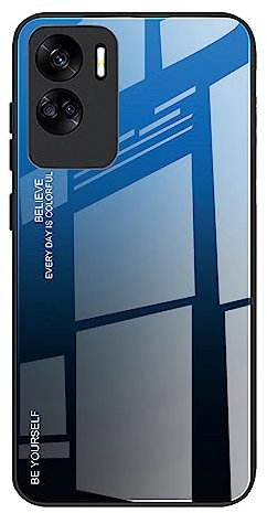 Dedux Coque pour Honor 90 Lite, Etui Dégradé de Couleur Verre Trempé Back Coque + Souple Silicone TPU Case Cover Protection Antichoc Housse (Bleu/Noir)