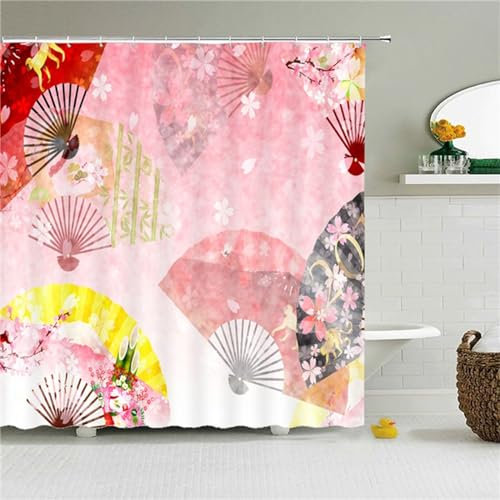 Syiboo Duschvorhang Farbfächer 90x90cm Duschvorhäng Anti Schimmel,Wasserabweisend Stoff Duschrollo Waschbar,3D Draussen Bad Vorhang Schnell Trocknend,Badewanne Badezimmer Decor Vorhänge