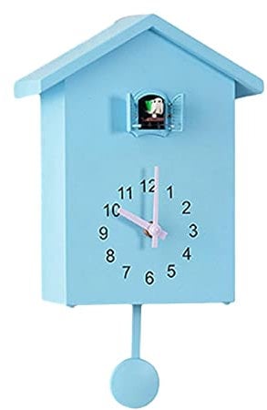 XQZMD Kuckucksuhr, mit Vogel-Tweeting-Sound, kann aufgehängt oder platziert werden, für Zuhause, Schlafzimmer, Büro, Wohnzimmer, Dekoration, Uhr Idee (blau)