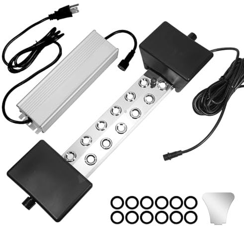 TEPU Mist Maker Ultraschall-Teichnebel mit 12 Köpfen, 9000 ml/H 400 W, Ultraschall-Nebelgerät mit Schwimmer, IP67 wasserdichtes Netzteil für Halloween-Dekoration, Steingarten, Aquarium-Landschaft