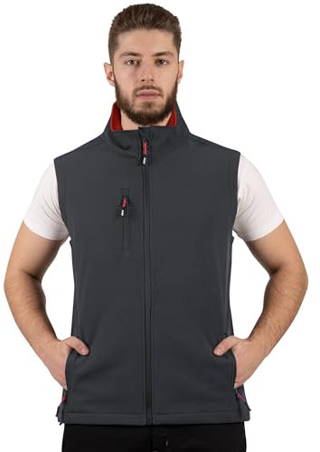 BWOLF GRIN Gilet Softshell Antivento da Uomo, Cappotto Senza Maniche Leggero, Antivento e Impermeabile, Giacca Calda con Cerniera per Viaggi e Attività all'aperto, grigio, S