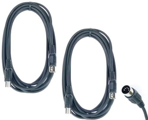 Paccs 2 x 5 m Midikabel, 5 pol schwarz, DIN MIDI Kabel 5 polig