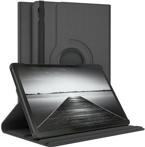 EAZY CASE - Tablet Hülle für Samsung Galaxy Tab S9 FE Schutzhülle 10.9 Zoll Smart Cover Tablet Case Rotationcase zum Aufstellen Klapphülle 360° drehbar mit Standfunktion Tasche Kunstleder Schwarz