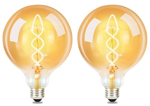 GBLY 2er pack LED Glühbirne E27 Vintage Lampe: G125 Retro Edison Glühlampe Groß Dekorative Globelampen 4W Warmweiss Filament Leuchtmittel Warmweiß Antike Birne Nostalgie Beleuchtung Energiesparlampe