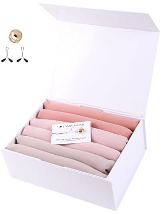 Lamis Hijab Box Geschenkbox 3 Hijabs Medinenseide mit Personalisierung für muslimische Frauen + 3 Hijab-Clips gratis Aid Moubarek BOX016