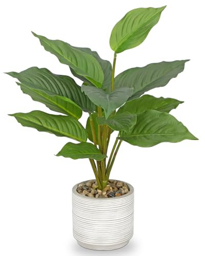 Arborus Pianta artificiale finta in vaso rotondo piante finte foglie verdi piante artificiali in vaso per la decorazione della casa