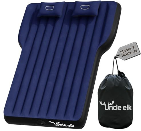 Uncle elk Tesla Model Y Matratze, Aufblasbare SUV Matratze für Tragbare Campingmatratze Faltbare Luftmatratze mit Luftpumpe und Tragetasche, Tesla Model Y und SUV Travel Navy