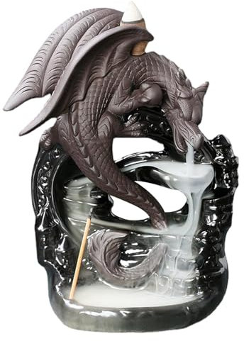Drachen-Rückfluss – Brunnen-Räuchergefäß – Keramikbrunnen-Räucherstäbchenhalter | Aromatherapie dekorativer Bergrückfluss | Räucherkegel-Brennerstatue | Statuen für Zuhause, Büro, Yoga für Zuhause,