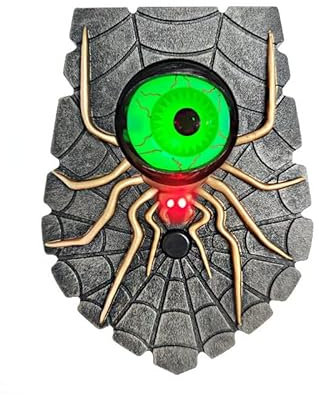Rhein Beleuchtung Campanello a ragno, spaventoso campanello per Halloween, bulbo oculare animato con suoni spooky, accessorio di scena per Halloween (ragno)
