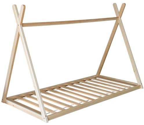 Happy Garden Tipi-Bett Valentin für Kinder, Maße 190x90cm, mit Lattenrost - Verspieltes Design, Holzstruktur, einfach zu montieren - Perfekt für EIN fantasievolles und einladendes Kinderzimmer.