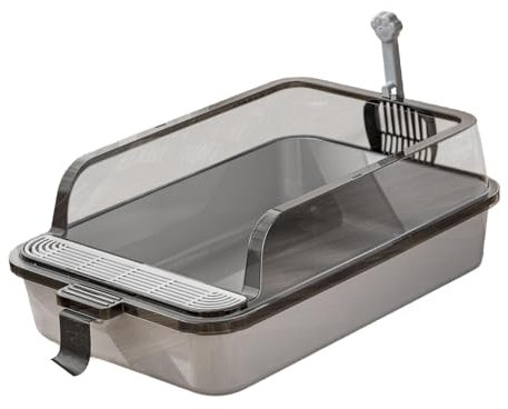 Baoblaze Bac à litière pour Chat bac à litière pour Chat Ouvert Haut PP Chat bac à Sable Bassin de Sable Chaton Pot Toilette Chat litière pour Lapin Chien, Gris