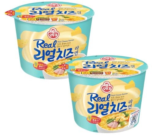Ottogi Korean Instant Real Cheese Creamy Cheesy Ramen Big Bowl Noodle 120g (Pack of 2)