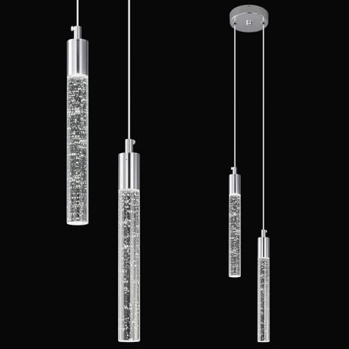 ZPBSJ Moderna lámpara colgante de isla de cocina LED cromo mini lámpara colgante dormitorio mesita de noche pequeñas(2 luces)