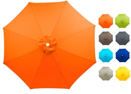 Hiseng Copertura di Ricambio per Ombrellone da Giardino 2/3.0m 6/8 Stecche Anti-UV Tessuto Telo di Ricambio per Ombrellone Esterni Spiaggia Piscina (Solo baldacchino (2.7m/6 Stecche,Arancia)
