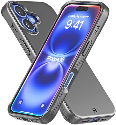 REBEL Air Case for iPhone 16 [Air² Series] Compatible with MagSafe, Strong Magnets, Grippy Sides, Slim & Lightweight TPU Cover, Protective Corners, Raised Lens Ring, 6.1 Inch Phone 2024 (Black)