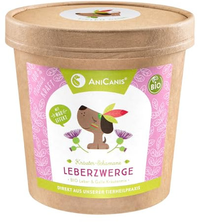 AniCanis Bio Leberzwerge - Leberkräuter für Hunde - Kräutermix getrocknet - Leberdiät Leber Galle Kräuter vom Tierheilpraktiker - 100g