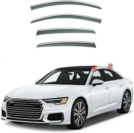 KNHCX Auto Windabweiser für Audi A6 C8 2019-2022,Hochwertiges Acryl Windabweisern Regenabweiser Vorne Hinten Autofenster Visier Tür Rauchabweiser Langlebig & Robust Wachen Abdeckung Zubehör