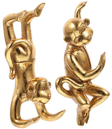 OKUMEYR Kreative 3d Tierhaken Wandgarderobe mit Einem Affen Haken aus Goldfarbenem Kunstharz Stabile Küchenaufhänger für Wohnzimmer und Wiederverwendbare Handtuchhalter